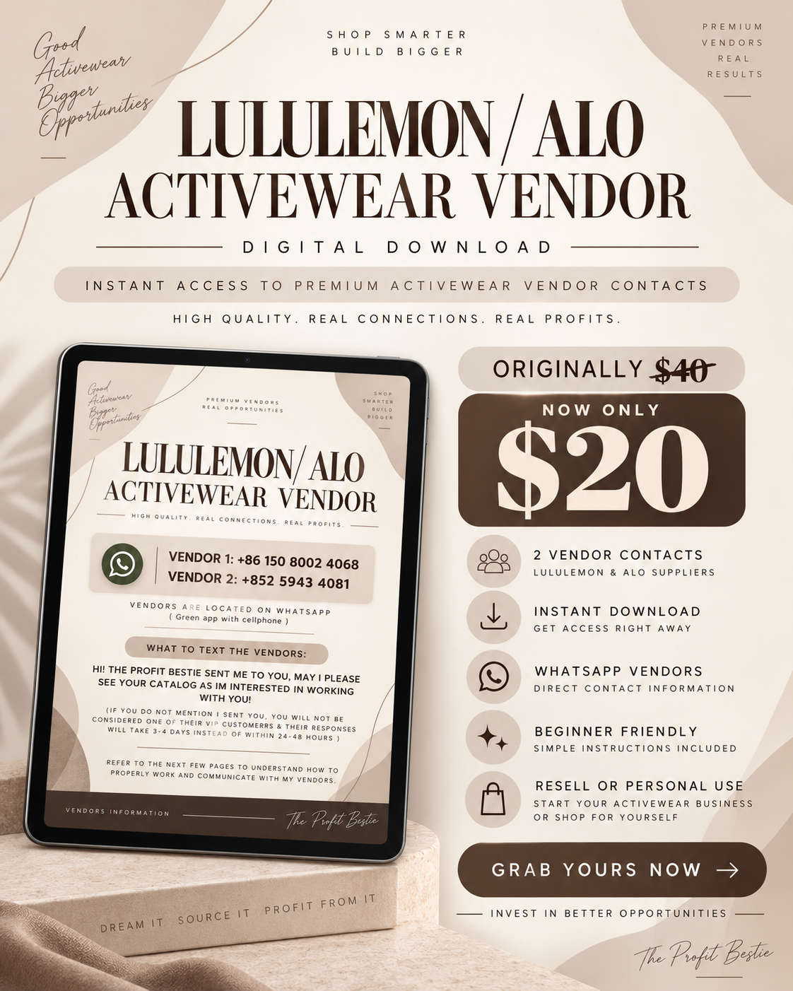 Personal Activewear Vendor + Lululemon and Alo