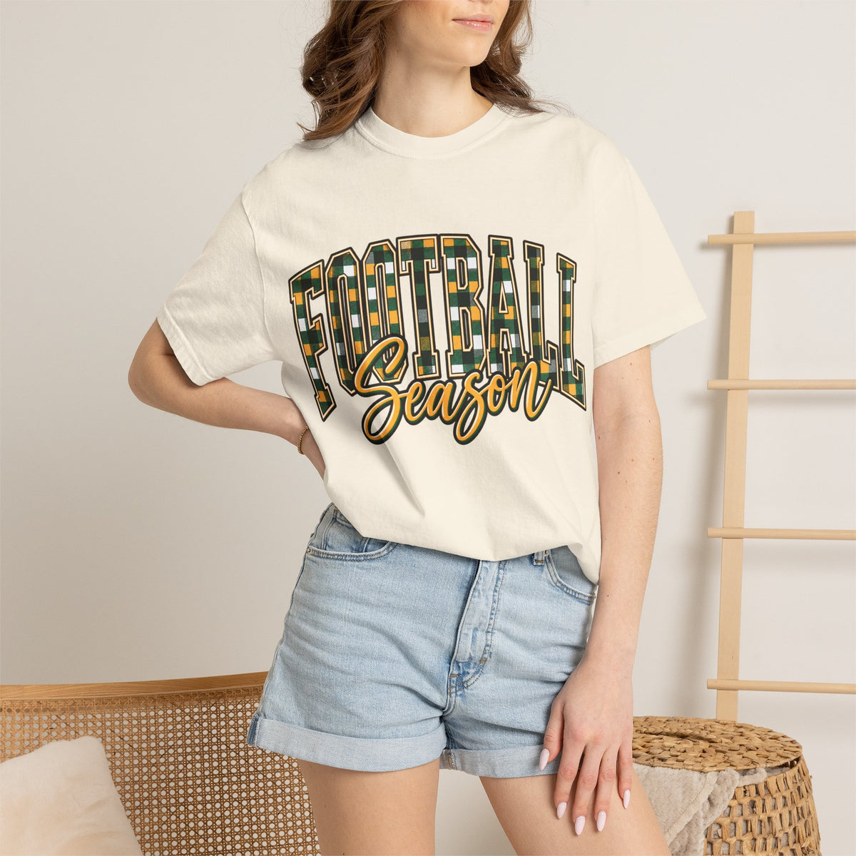 Football Season T-Shirt — Vintage Camo Lettering Football Tee