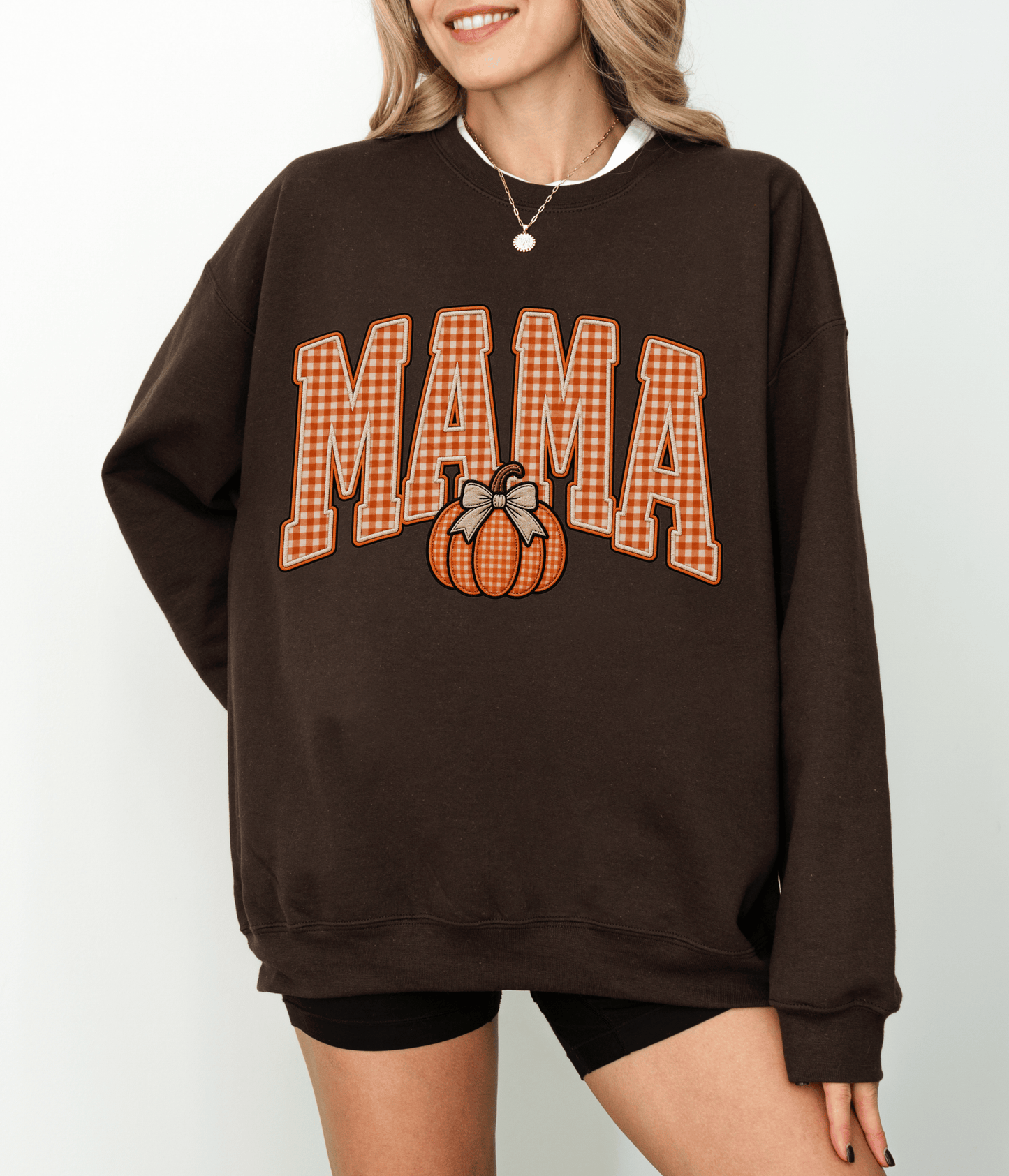 MAMA pumpkin plaid graphic Sweatshirt | Fall Halloween Thanksgiving mom shirt