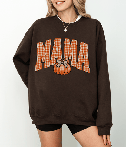 MAMA pumpkin plaid graphic Sweatshirt | Fall Halloween Thanksgiving mom shirt