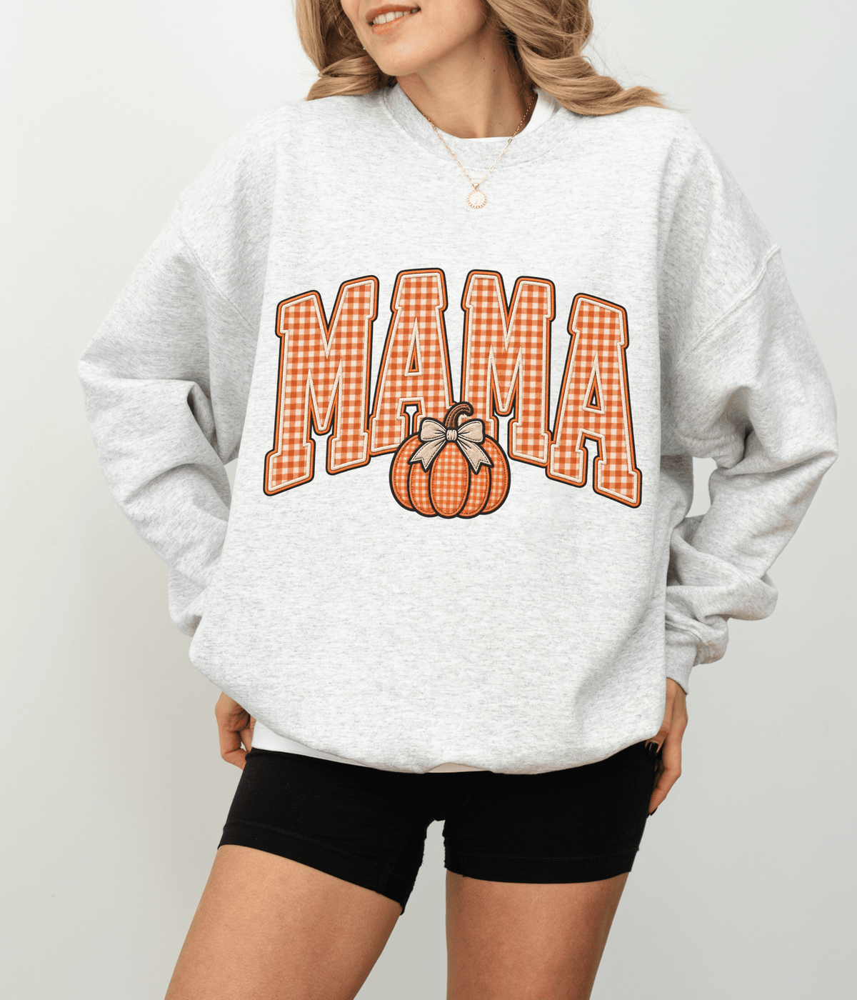 MAMA pumpkin plaid graphic Sweatshirt | Fall Halloween Thanksgiving mom shirt