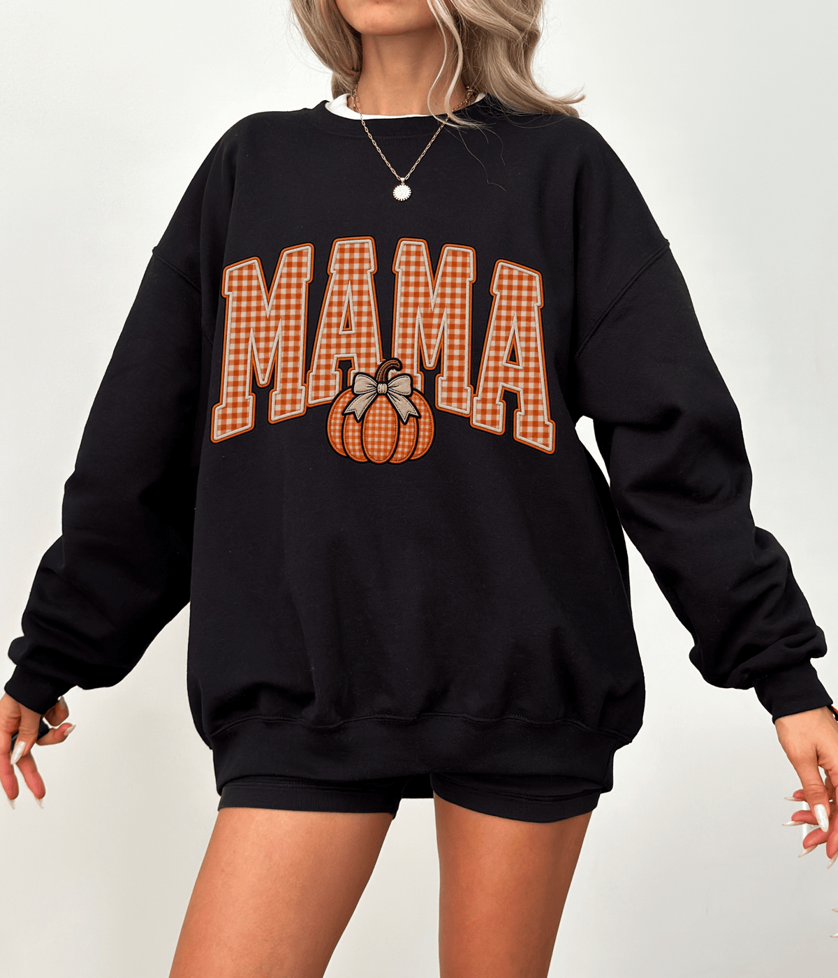 MAMA pumpkin plaid graphic Sweatshirt | Fall Halloween Thanksgiving mom shirt
