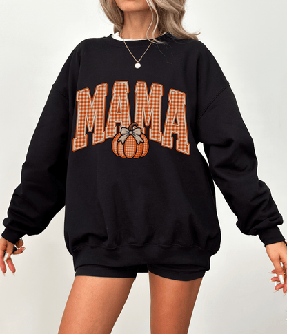 MAMA pumpkin plaid graphic Sweatshirt | Fall Halloween Thanksgiving mom shirt