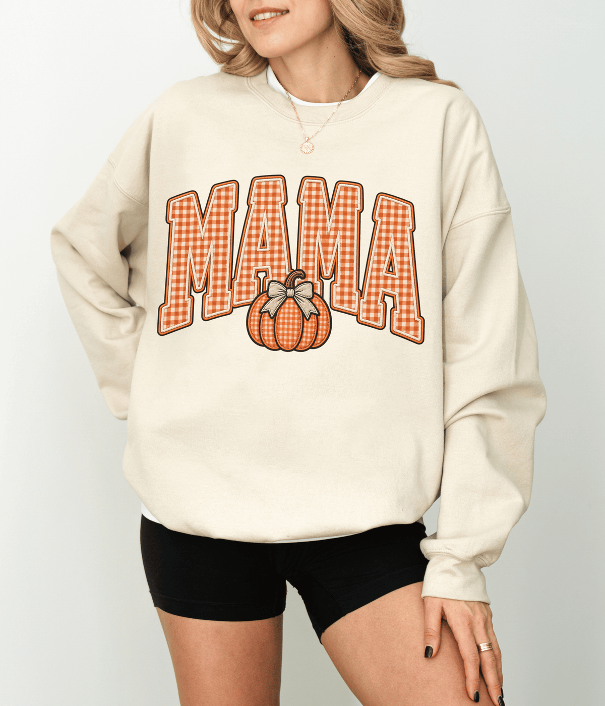 MAMA pumpkin plaid graphic Sweatshirt | Fall Halloween Thanksgiving mom shirt