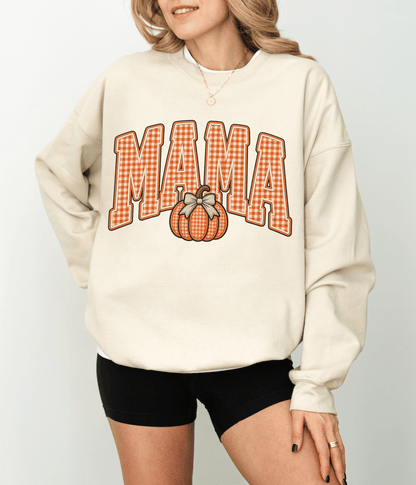 MAMA pumpkin plaid graphic Sweatshirt | Fall Halloween Thanksgiving mom shirt