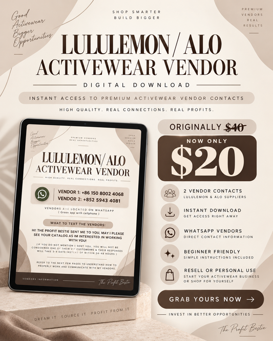 Personal Activewear Vendor + Lululemon and Alo